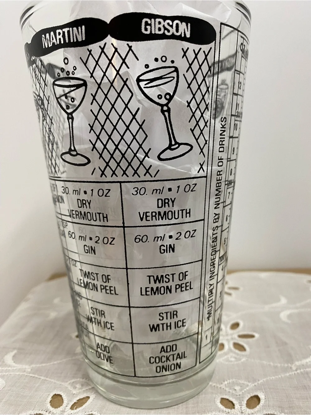 Vintage Glass Irvinware Cocktail Recipe Mixing MCM Barware 14 Oz USA